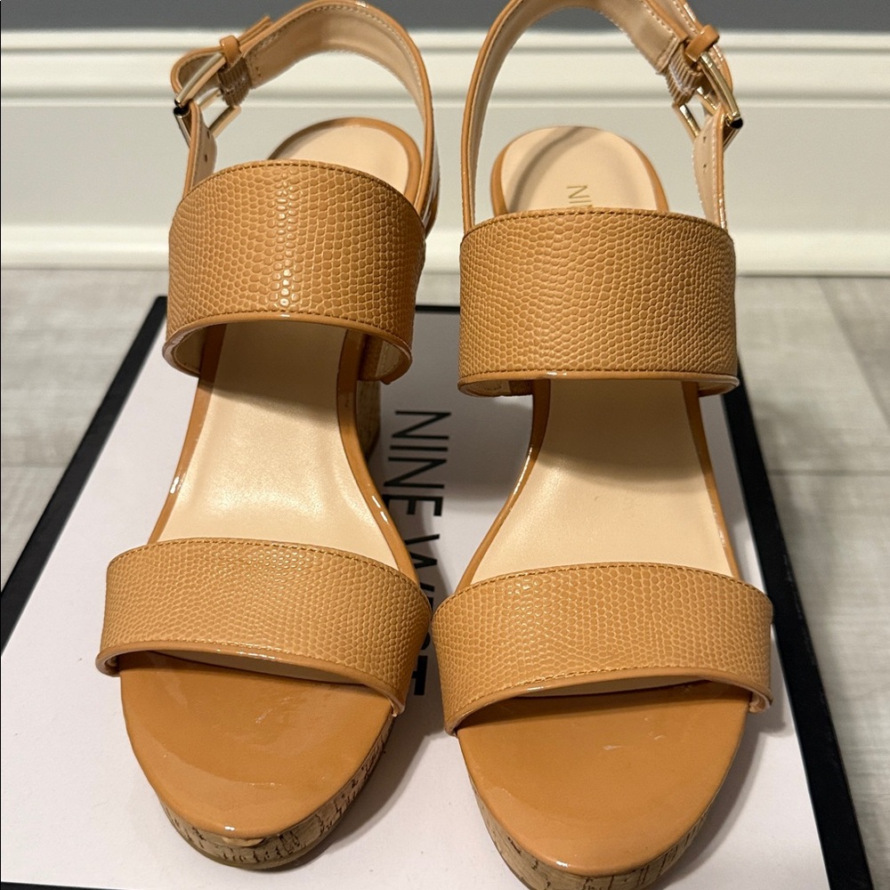 Nine West Tan Wedge Sandals